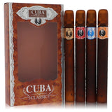 Cuba Gold by Fragluxe Gift Set -- Cuba Variety Set includes All Four 1.15 oz Sprays Cuba Red Cuba Blue Cuba Gold and Cuba Orange (Men) - Caressed Parfum
