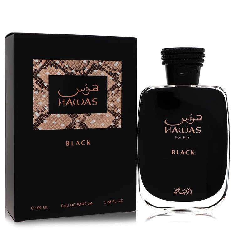 Hawas Black by Rasasi Eau De Parfum Spray 3.3 oz (Men) - Caressed Parfum