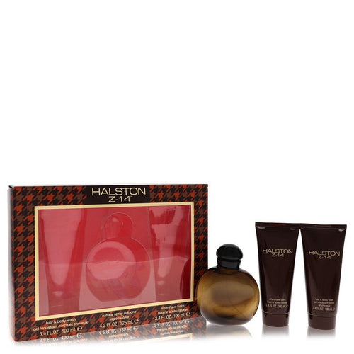 Halston Z-14 by Halston Gift Set -- 4.2 oz Cologne Spray + 3.4 oz After Shave Balm + 3.4 oz Hair & Body Wash (Men) - Caressed Parfum