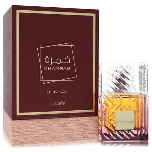 Lattafa Khamrah Dukhan by Lattafa Eau De Parfum Spray (Unisex) 3.4 oz (Men) - Caressed Parfum