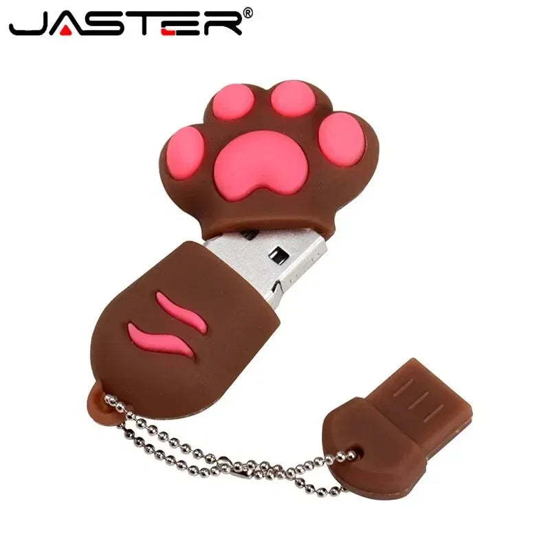 Capacity: 32GB, Color: Black - JASTER Cute Cat Claw USB Flash Drive 64GB Cartoon Memory Stick 32GB Creative Gift Pen Drive 16GB Pink Silicone External Storage - Caressed Parfum
