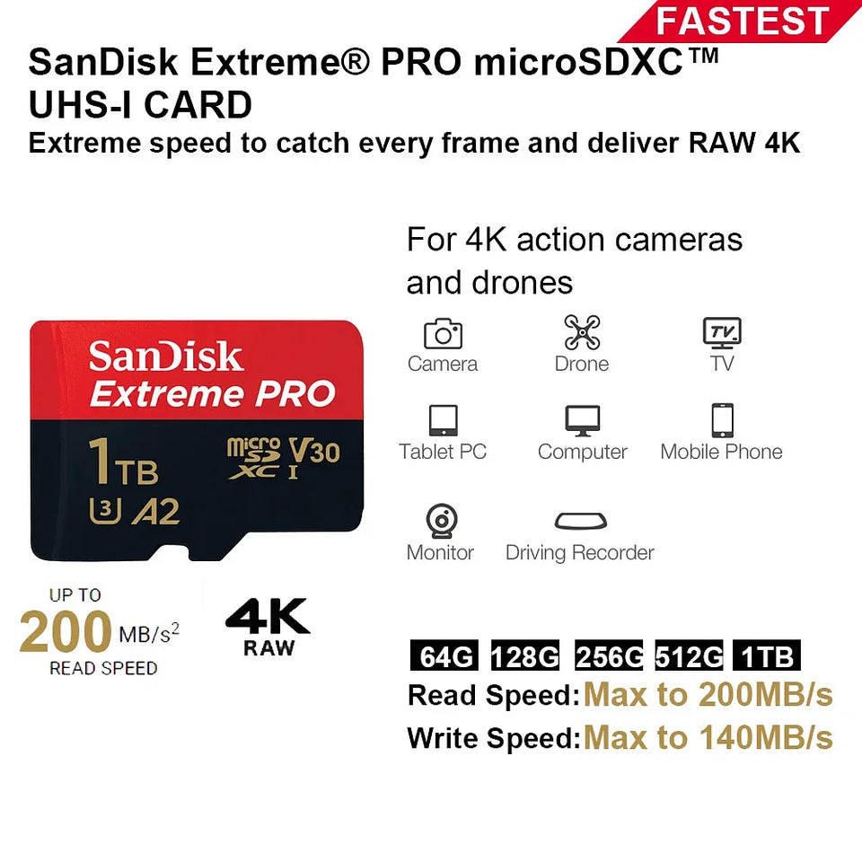 Capacity: 16GB - SanDisk Micro SD Memory Card 100% Original C10 U1 U3 4K HD Trans Flash Cards for Camera GoPro DJI Nintendo Switch MicroSDXC Card - Caressed Parfum