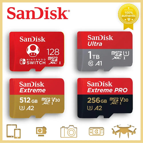 Capacity: 16GB - SanDisk Micro SD Memory Card 100% Original C10 U1 U3 4K HD Trans Flash Cards for Camera GoPro DJI Nintendo Switch MicroSDXC Card - Caressed Parfum