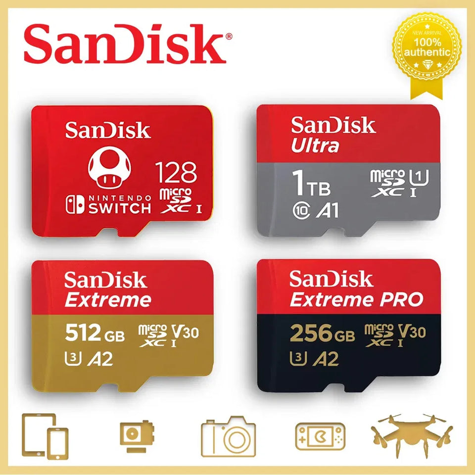 Capacity: 16GB - SanDisk Micro SD Memory Card 100% Original C10 U1 U3 4K HD Trans Flash Cards for Camera GoPro DJI Nintendo Switch MicroSDXC Card - Caressed Parfum