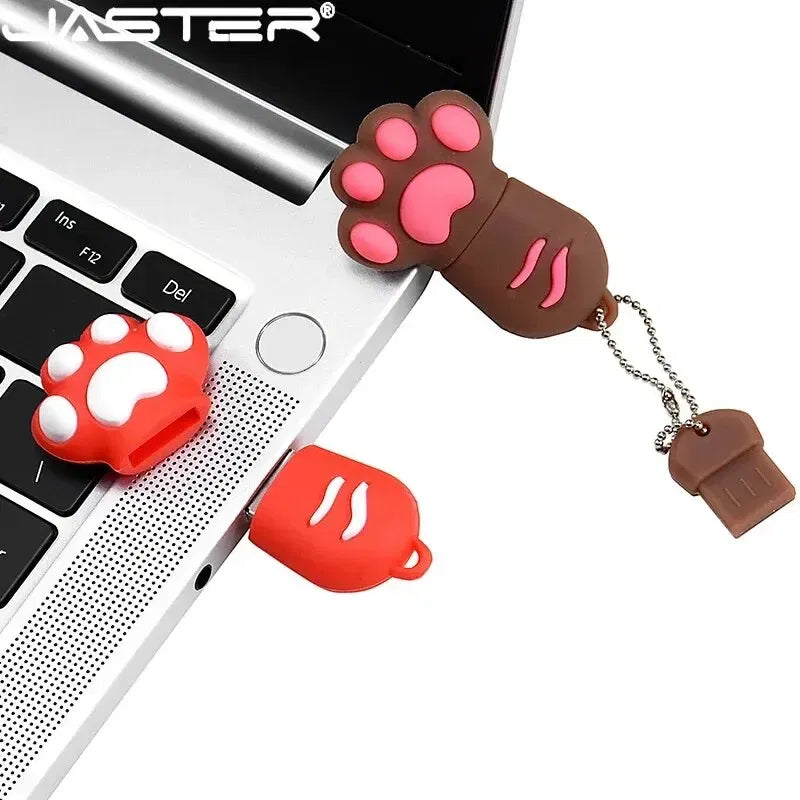 Capacity: 32GB, Color: Black - JASTER Cute Cat Claw USB Flash Drive 64GB Cartoon Memory Stick 32GB Creative Gift Pen Drive 16GB Pink Silicone External Storage - Caressed Parfum