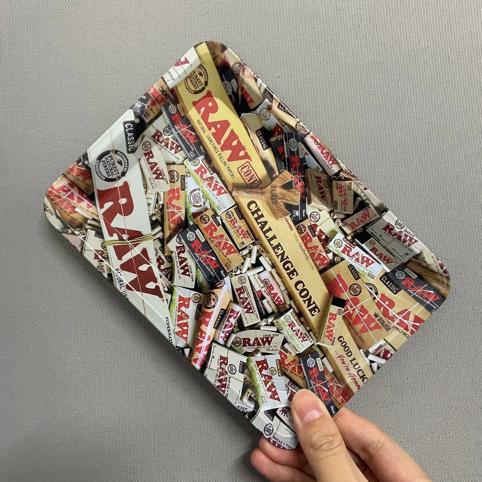 Color: GRAY - RAW Classic Rolling Tray Multi Designs Available - Caressed Parfum