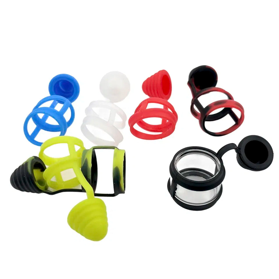 Color: Pink - 810 Silicone Rubber Band Fat Bubble Glass Ring Dust Cap Covers for 810 Drip Mouthpiece - Caressed Parfum