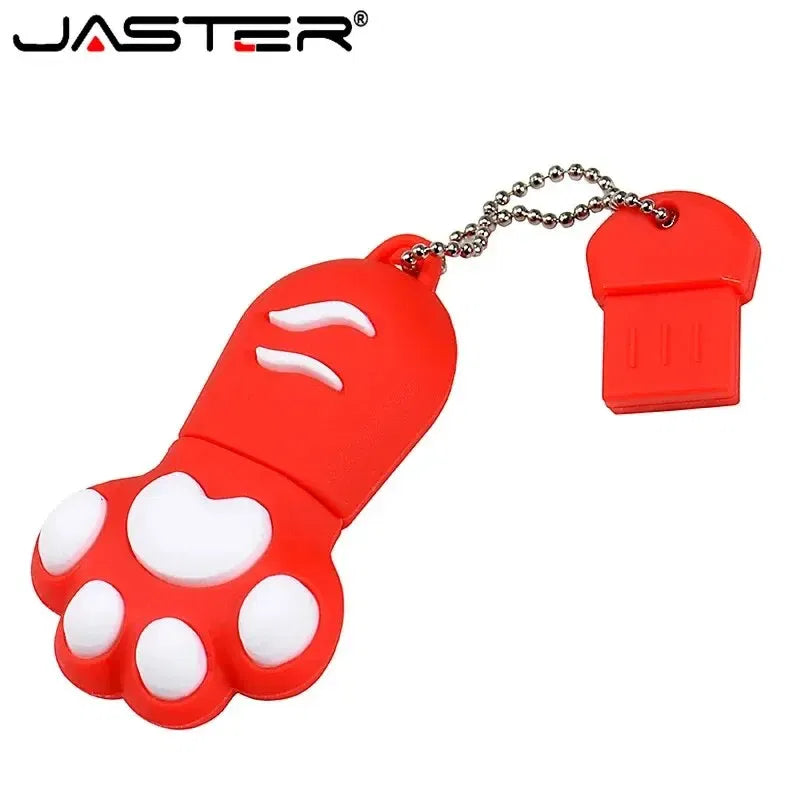 Capacity: 32GB, Color: Black - JASTER Cute Cat Claw USB Flash Drive 64GB Cartoon Memory Stick 32GB Creative Gift Pen Drive 16GB Pink Silicone External Storage - Caressed Parfum