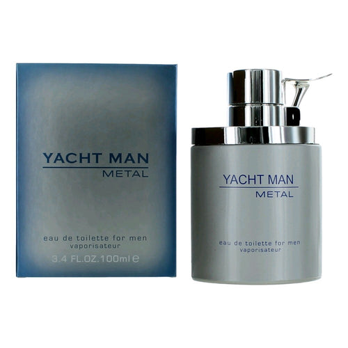 Yacht Man Metal by Myrurgia, 3.4 oz Eau De Toilette Spray for Men - Caressed Parfum
